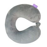 VIAGGI U Shape Round Memory Foam Soft Travel Neck Pillow for Neck Pain Relief Cervical Orthopedic Use Comfortable Neck Rest Pillow - Grey